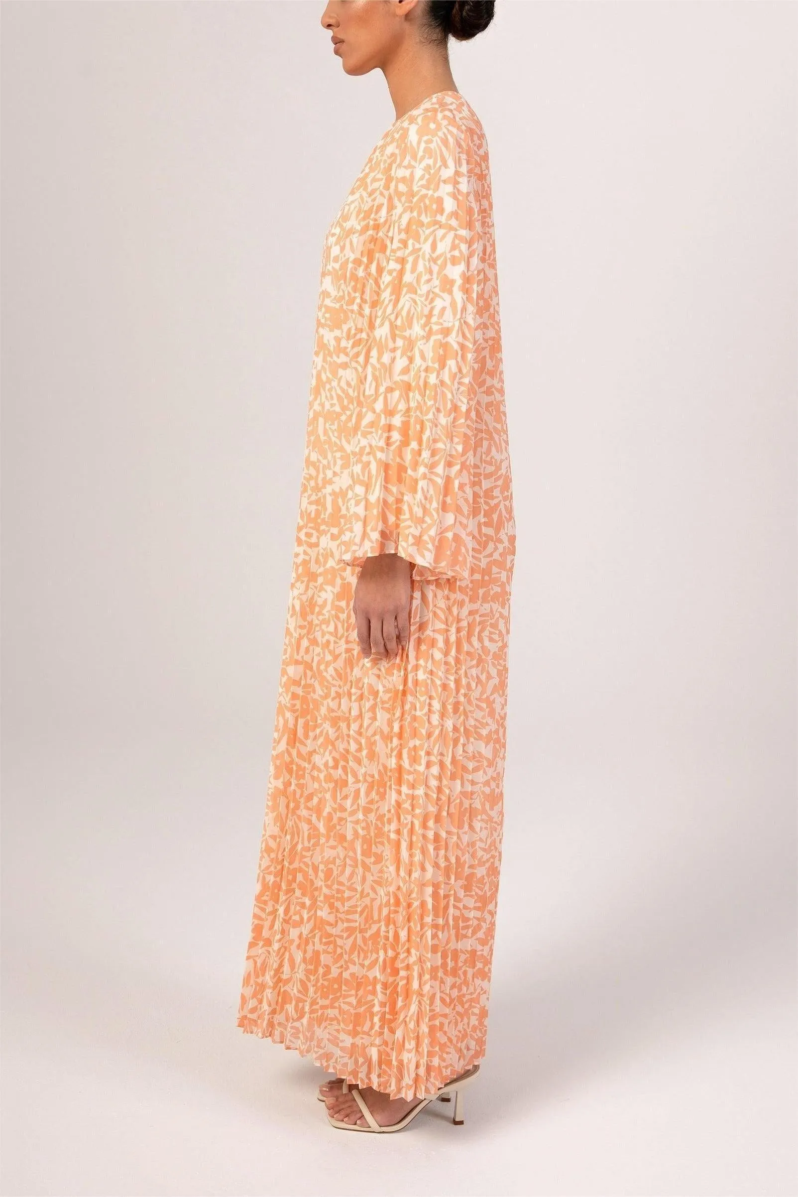 Pleated Printed Shift Maxi Dress