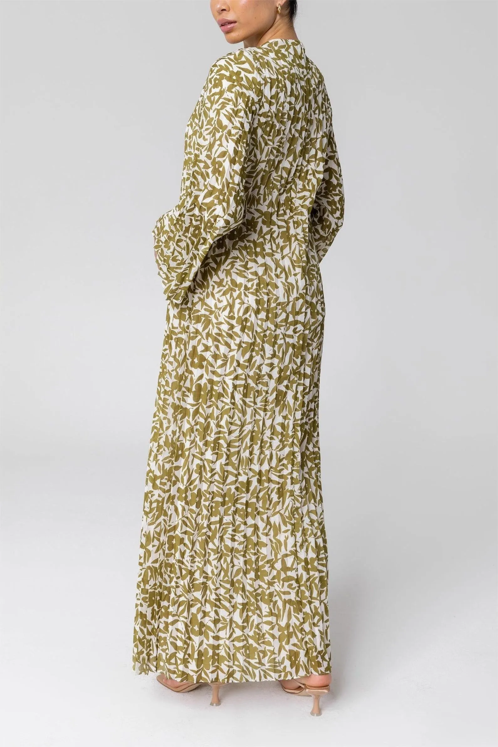 Pleated Printed Shift Maxi Dress