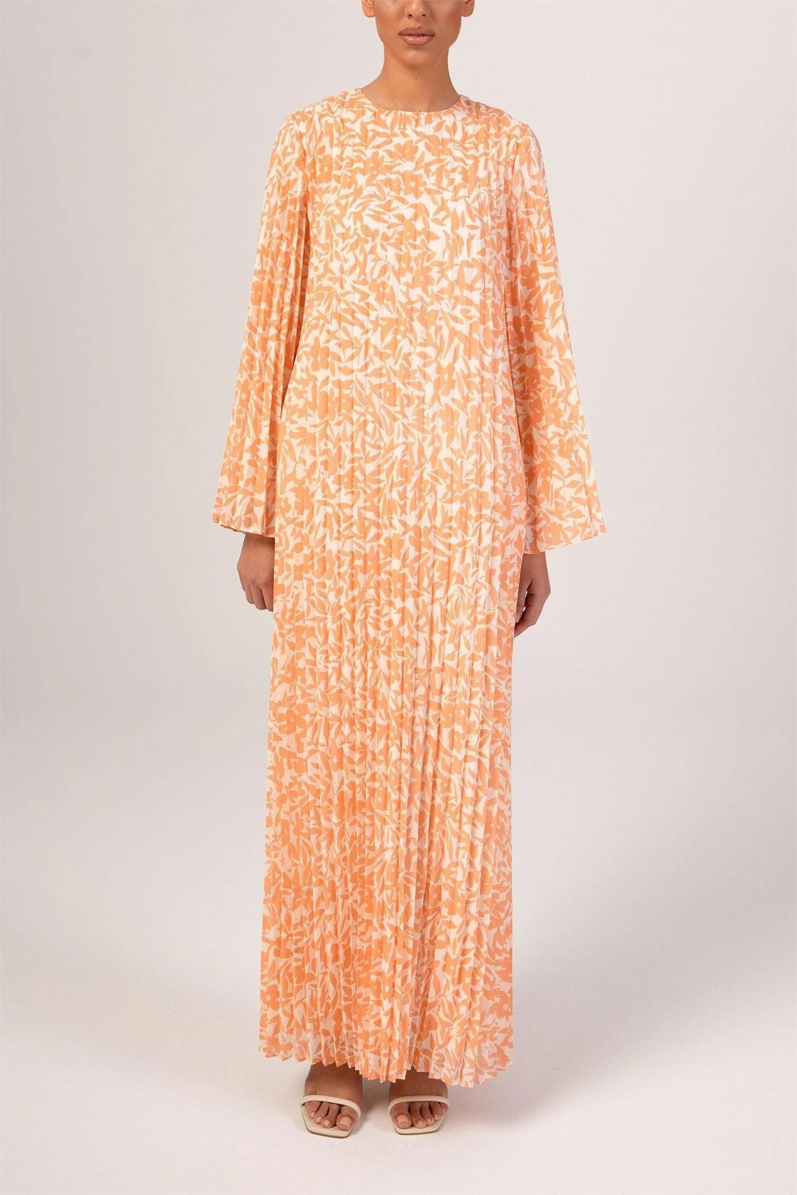 Pleated Printed Shift Maxi Dress