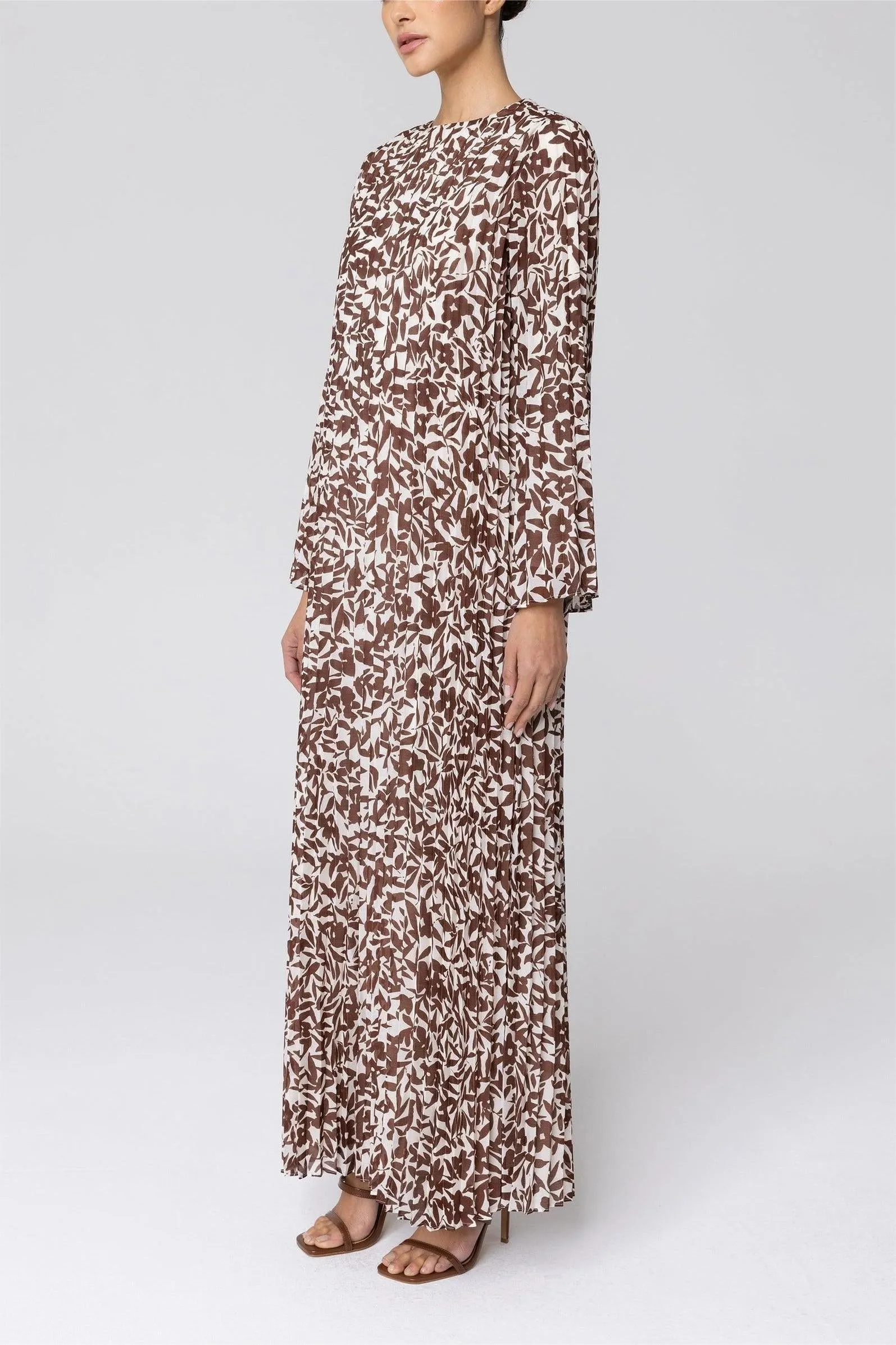 Pleated Printed Shift Maxi Dress