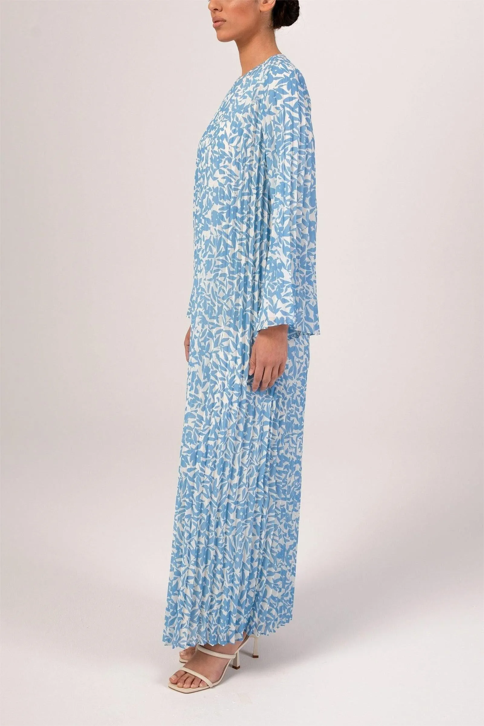 Pleated Printed Shift Maxi Dress