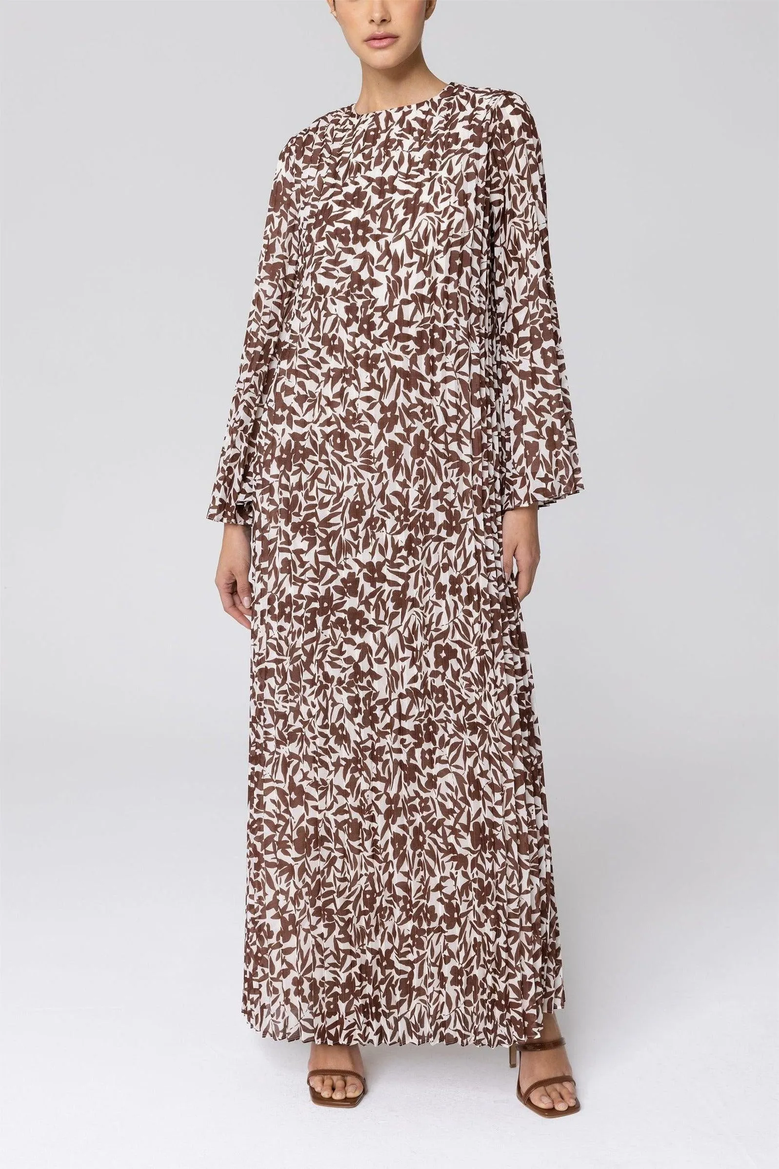 Pleated Printed Shift Maxi Dress