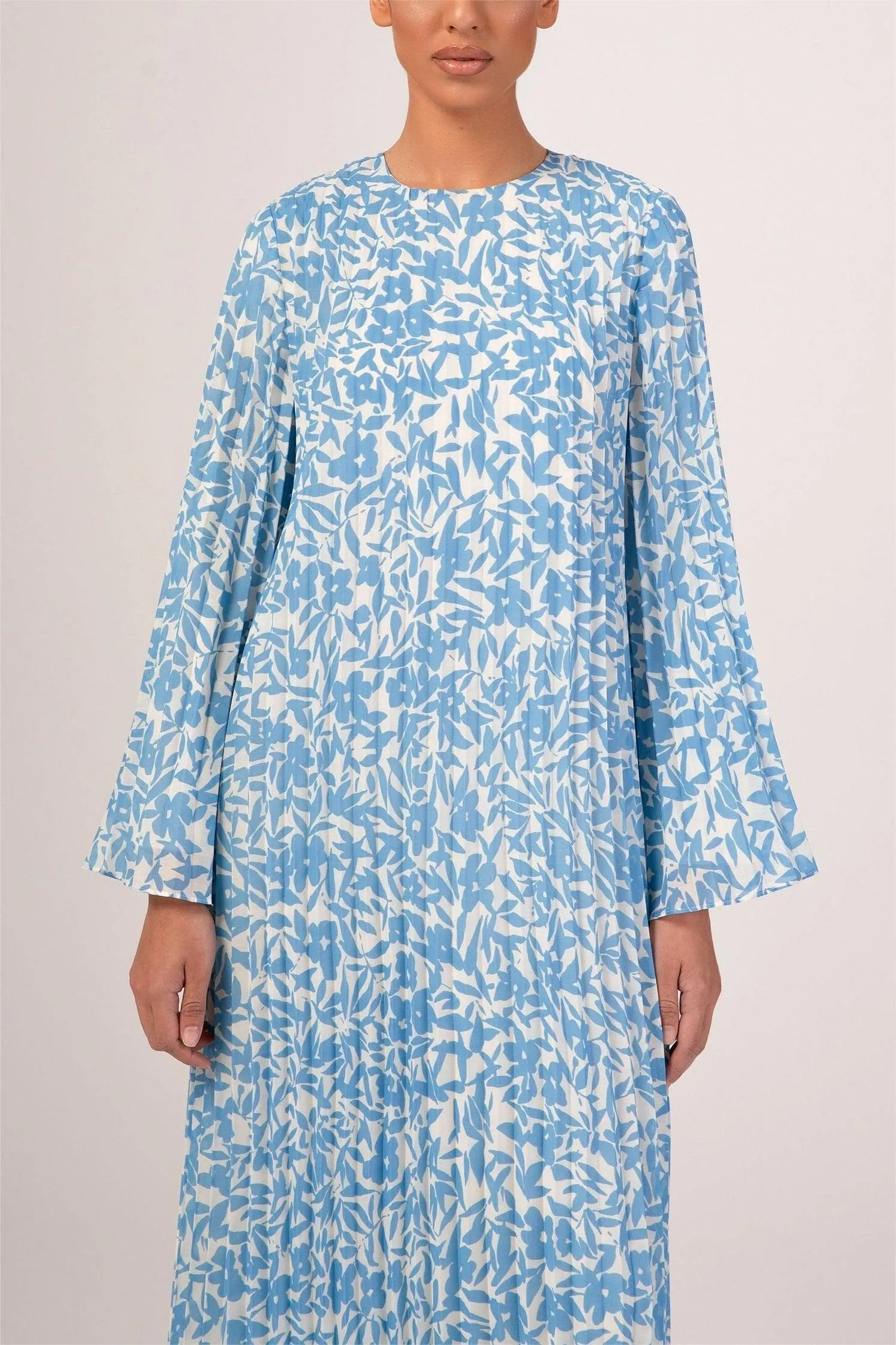 Pleated Printed Shift Maxi Dress