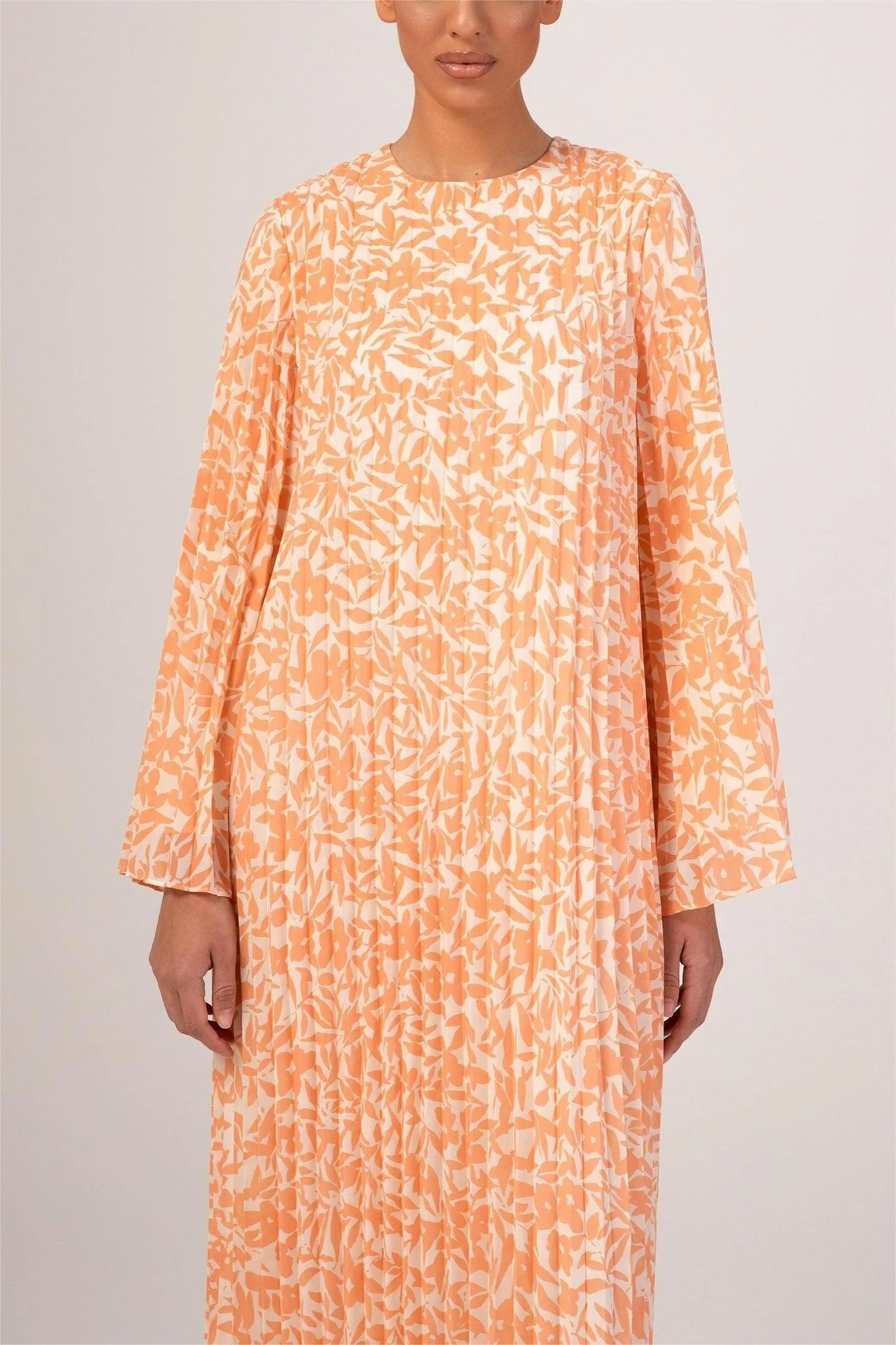 Pleated Printed Shift Maxi Dress