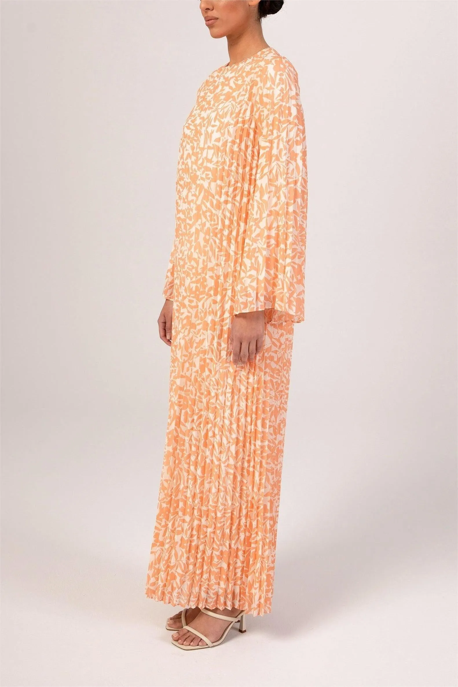 Pleated Printed Shift Maxi Dress