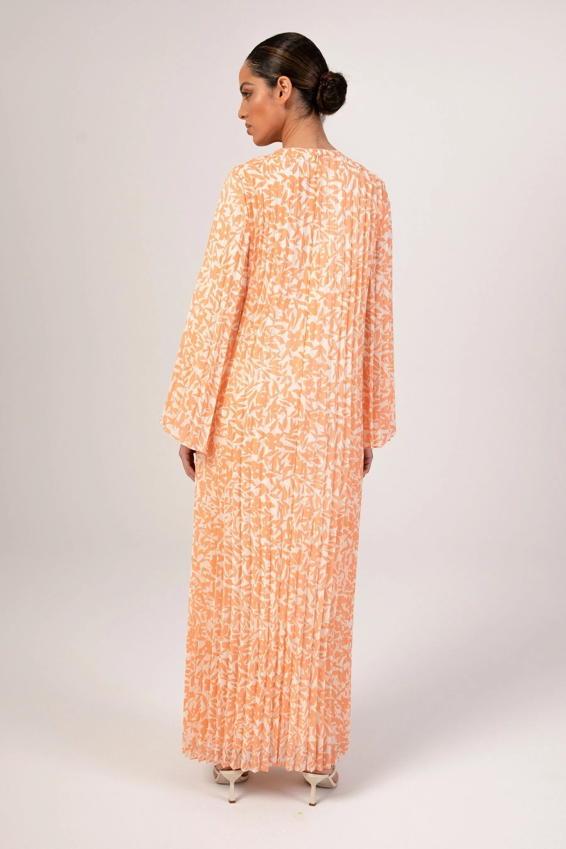 Pleated Printed Shift Maxi Dress
