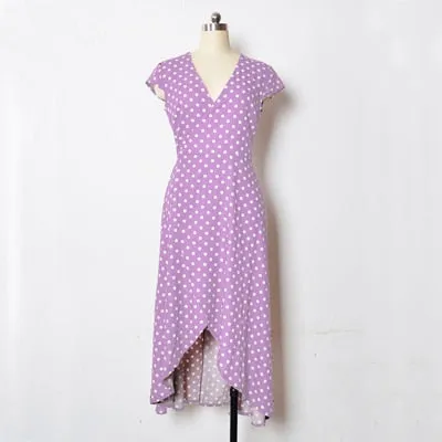 Polka Dot Dress Summer Dress Women Beach Dresses Bohemian V Neck