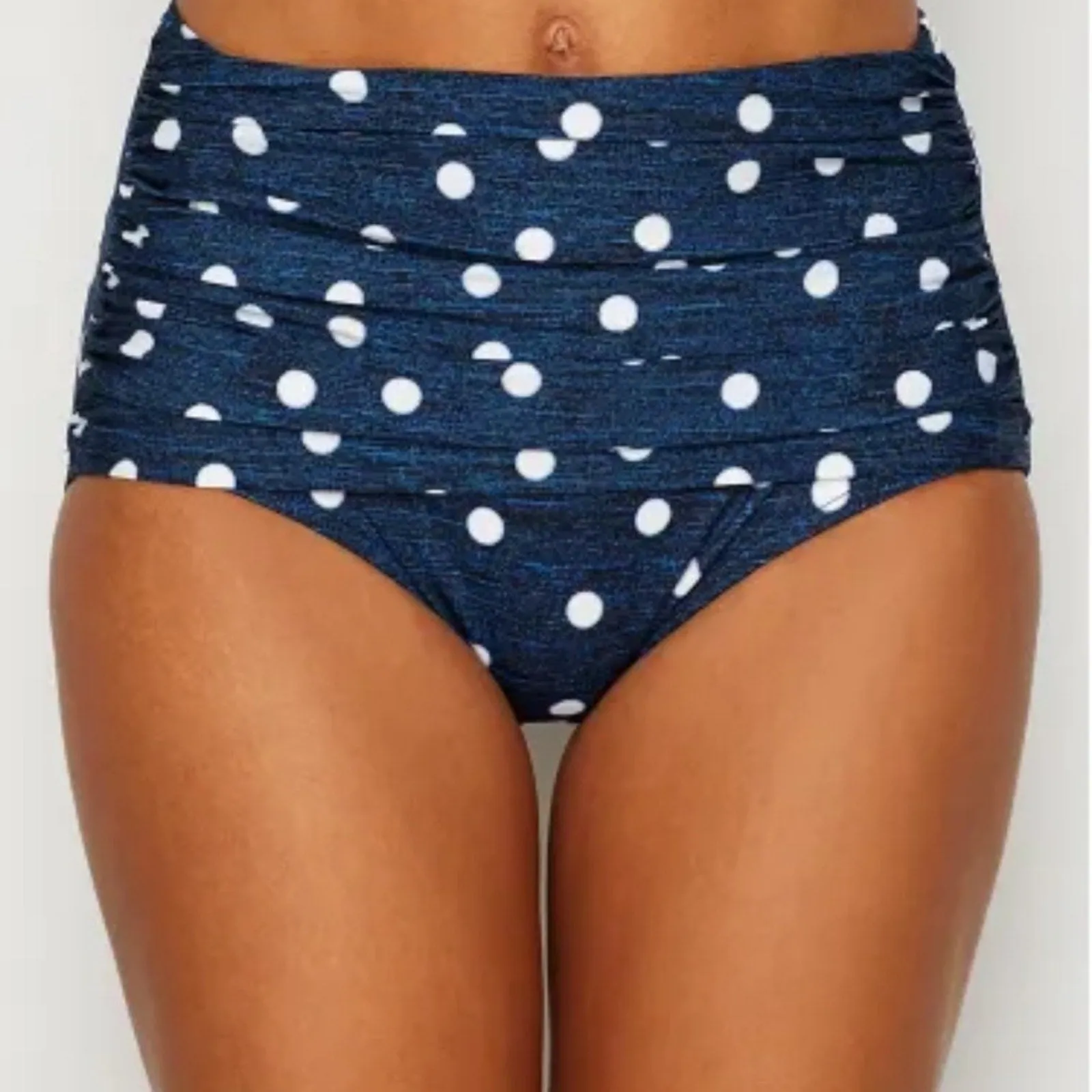 Polka Dot High Waisted Plus Size Bikini Bottom