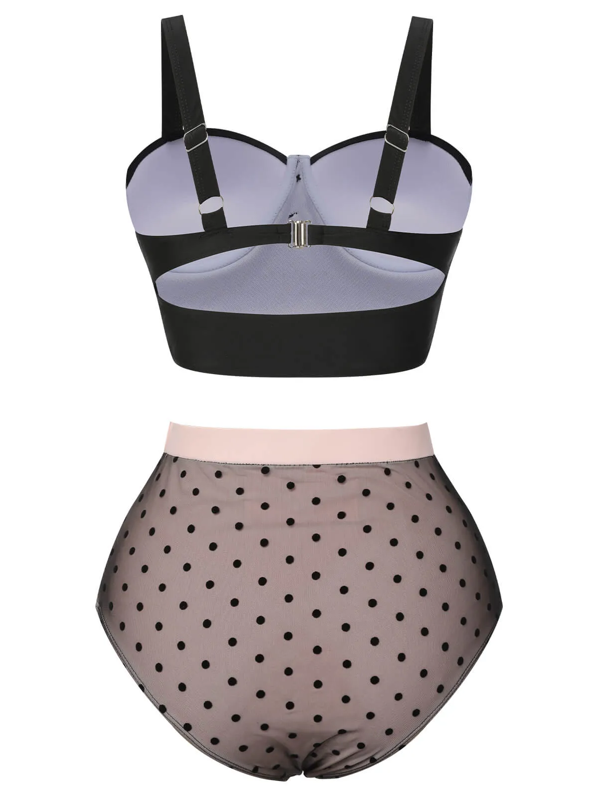 [Pre-Sale] Black 1960s Polka Dots Mesh Swimsuit
