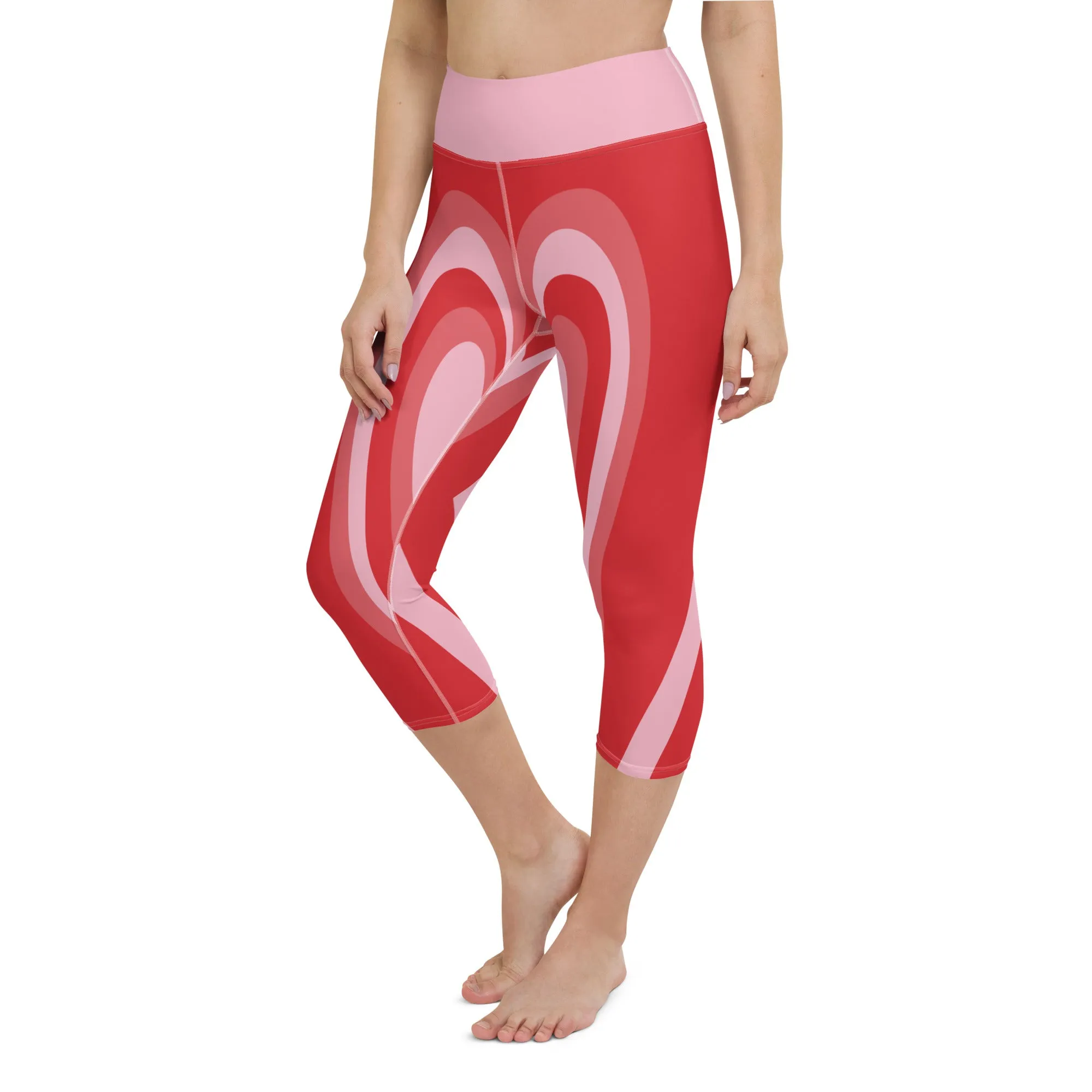 Red Heart Shaped Tunnel Yoga Capris