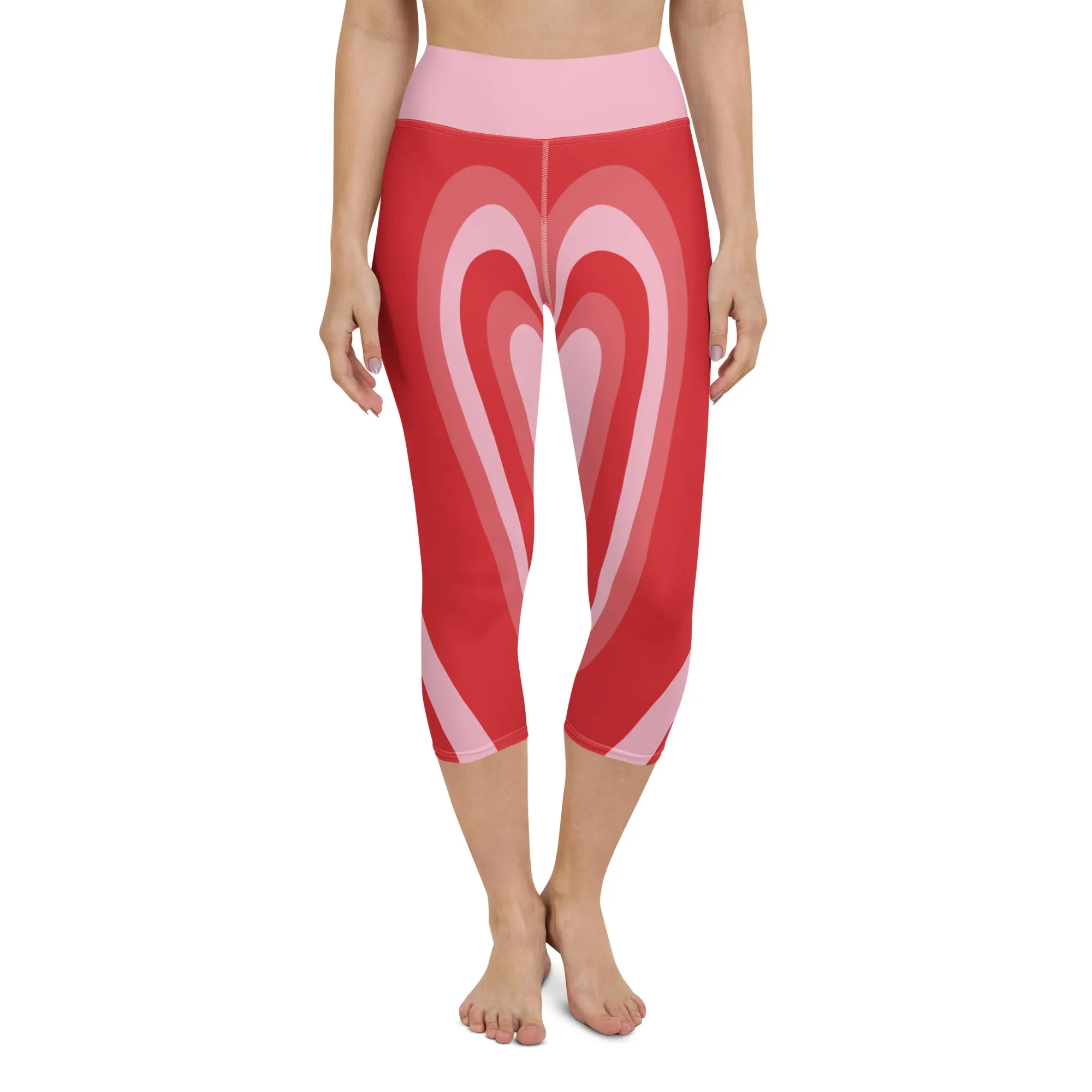 Red Heart Shaped Tunnel Yoga Capris