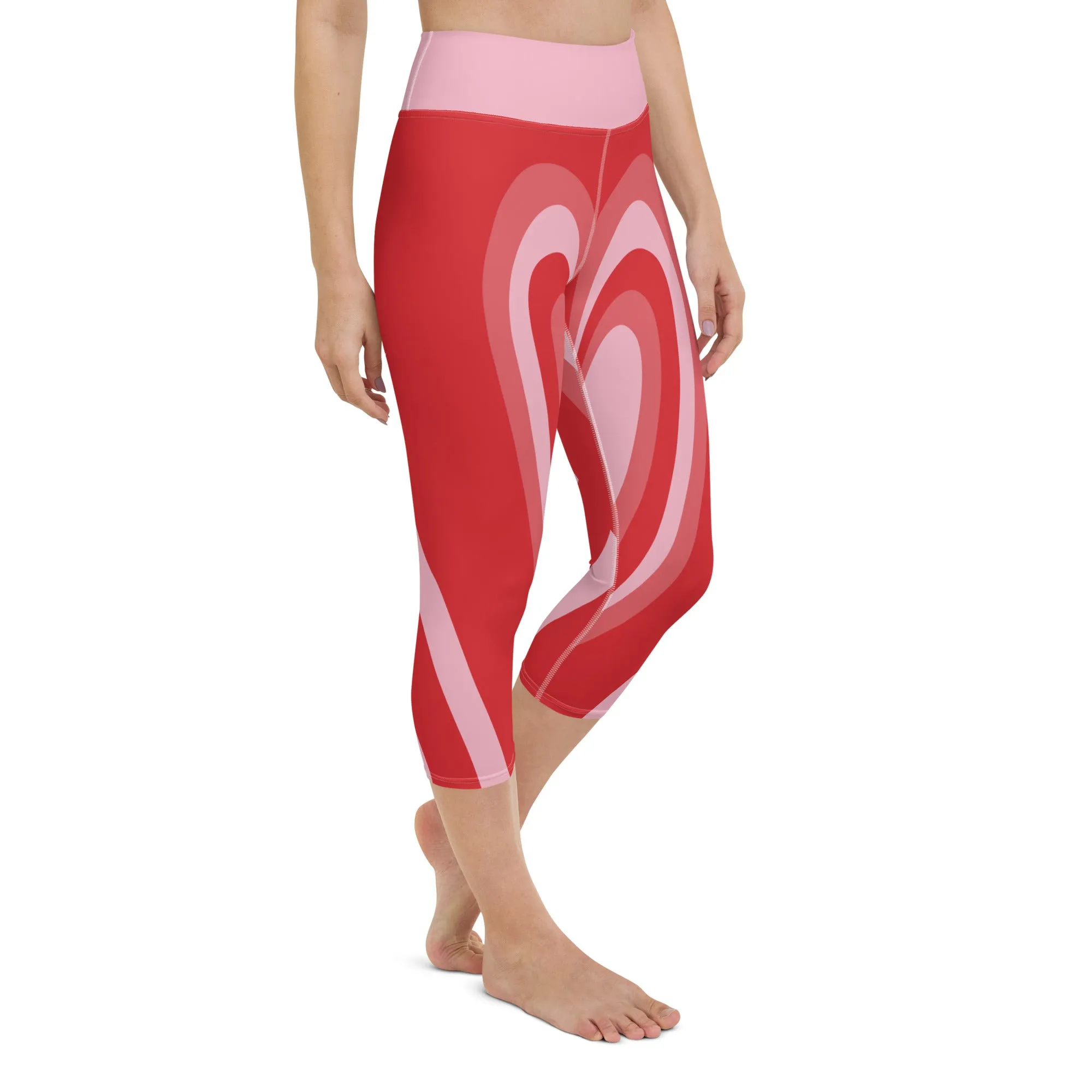 Red Heart Shaped Tunnel Yoga Capris