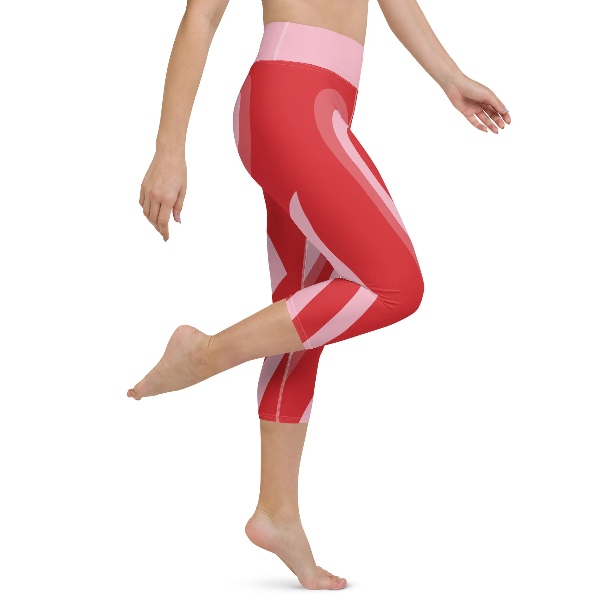 Red Heart Shaped Tunnel Yoga Capris