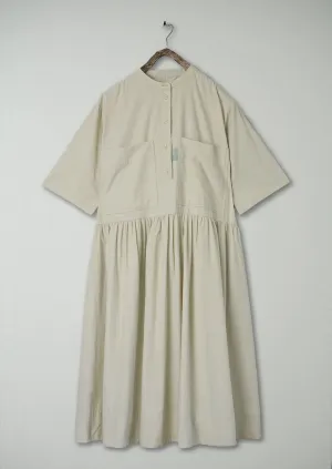 Renewed Organic Needlecord Workwear Dress Size L (98) | Pale Stone