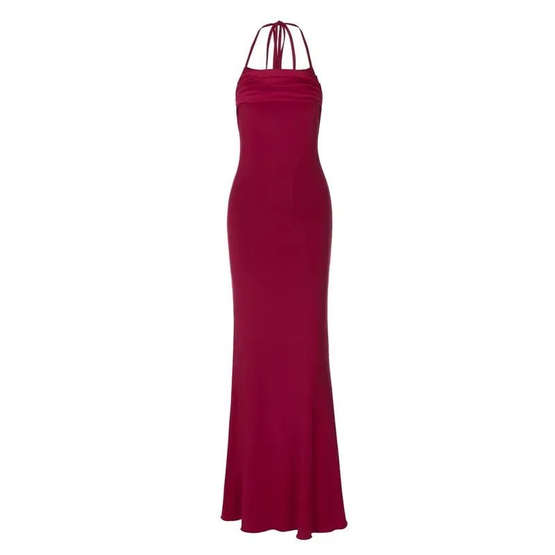 Satin Mesh Patchwork Charming Tie Up Midi Dress
