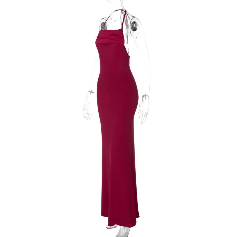 Satin Mesh Patchwork Charming Tie Up Midi Dress