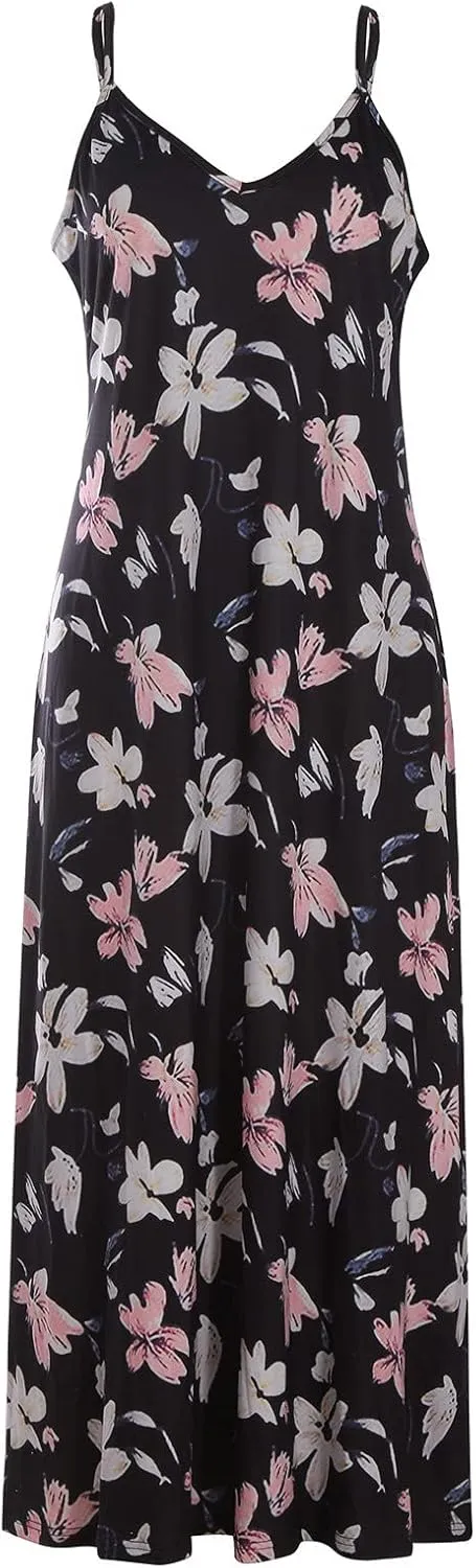 Sexy Dresses for Women Floral Print Spaghetti Strap Boho Dress Summer Elegant V Neck Ruffle Maxi Dress Party Evening