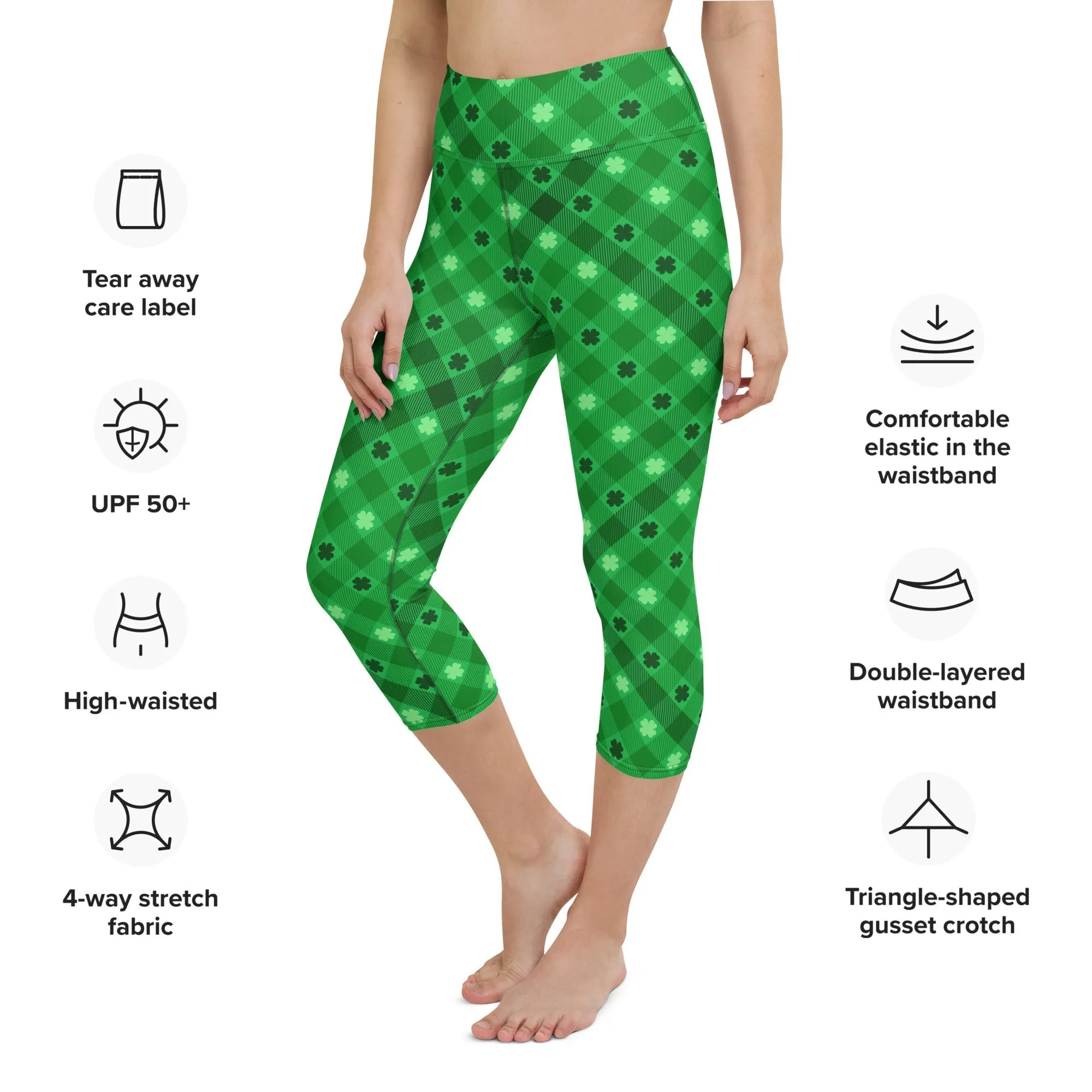 St. Patrick's Day Plaid Yoga Capris