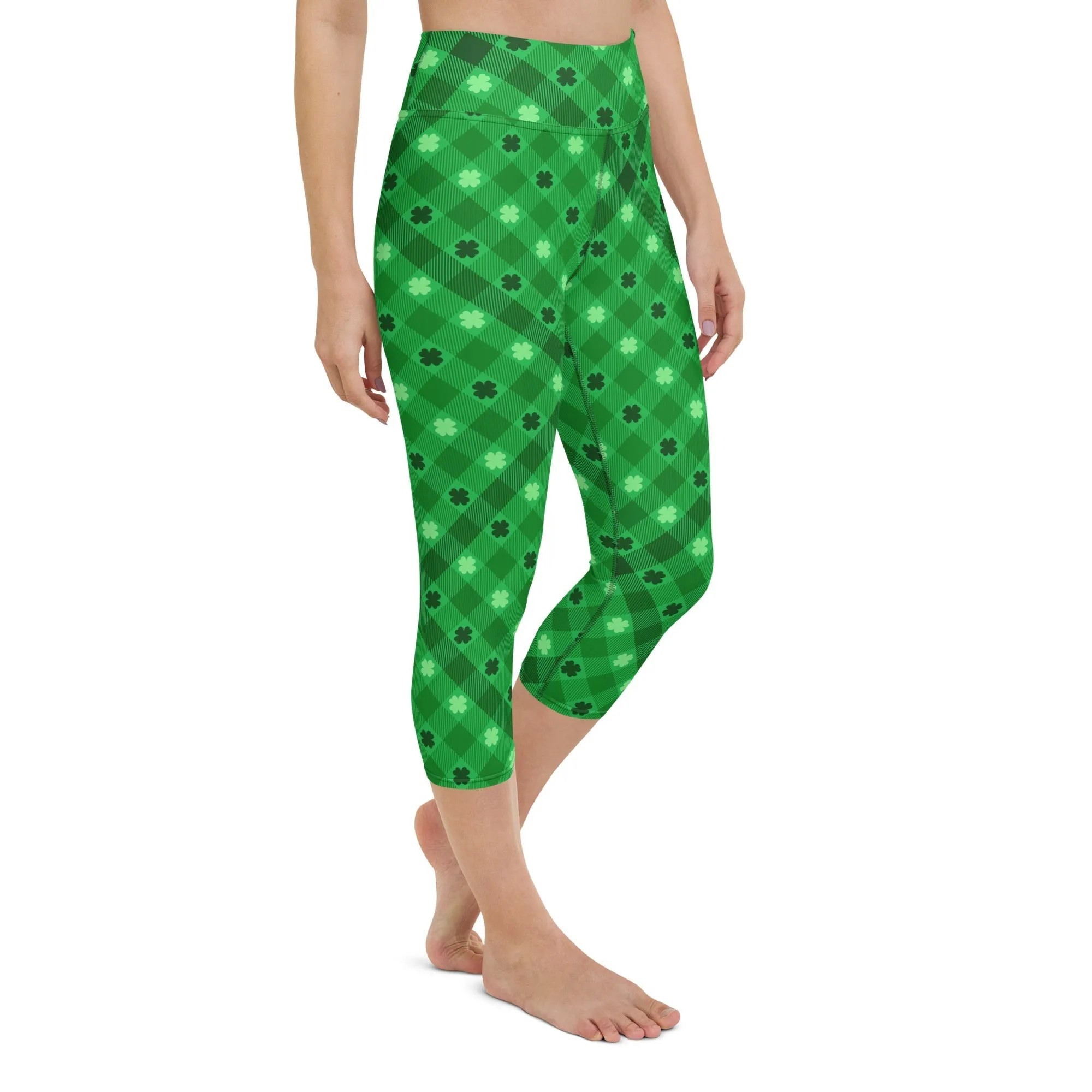 St. Patrick's Day Plaid Yoga Capris