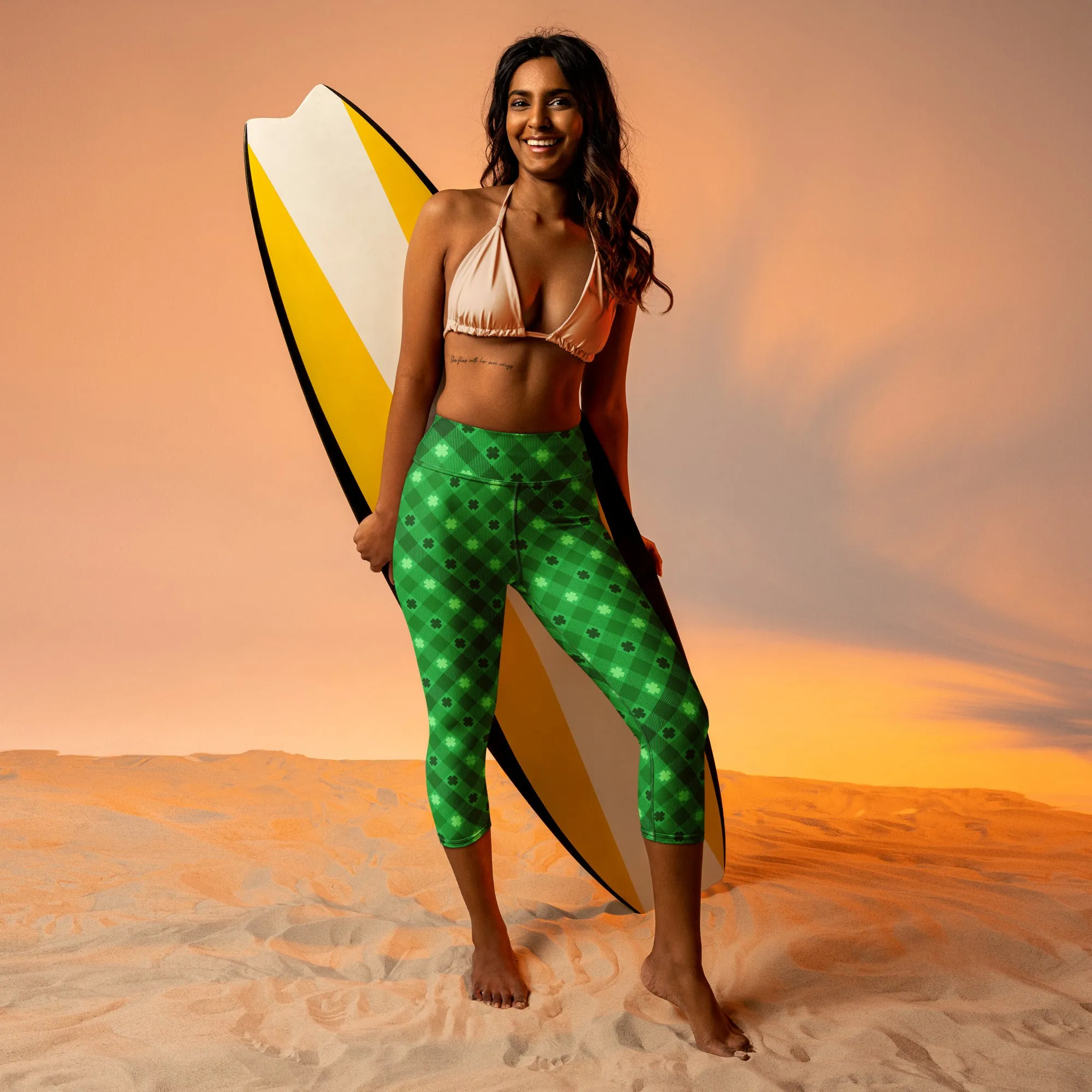 St. Patrick's Day Plaid Yoga Capris