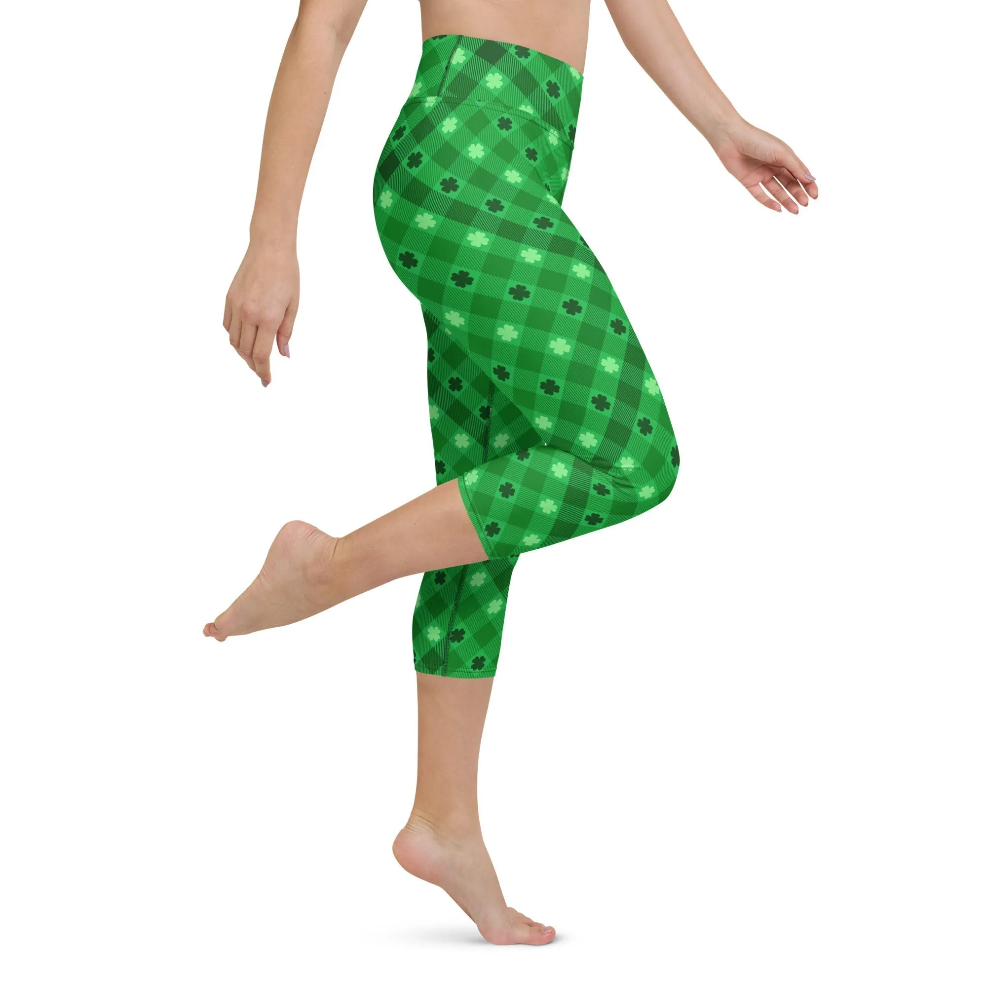 St. Patrick's Day Plaid Yoga Capris