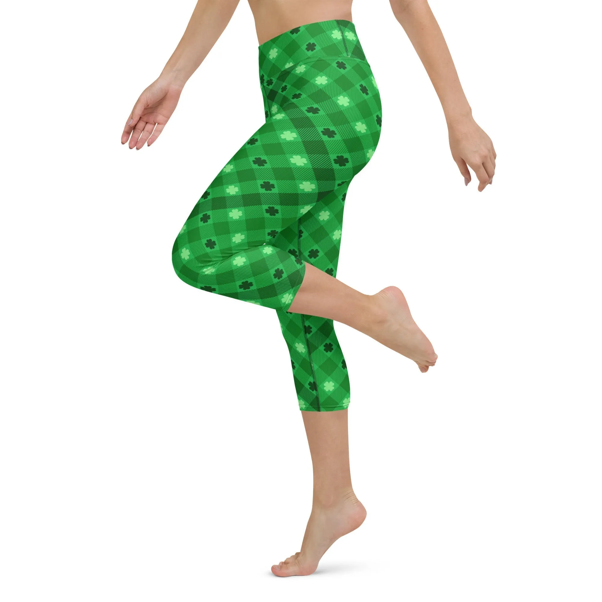 St. Patrick's Day Plaid Yoga Capris