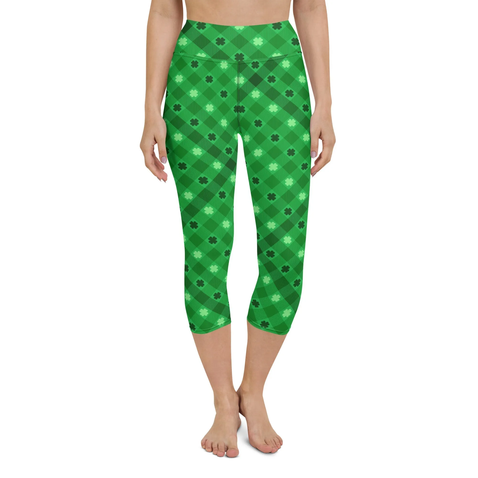 St. Patrick's Day Plaid Yoga Capris