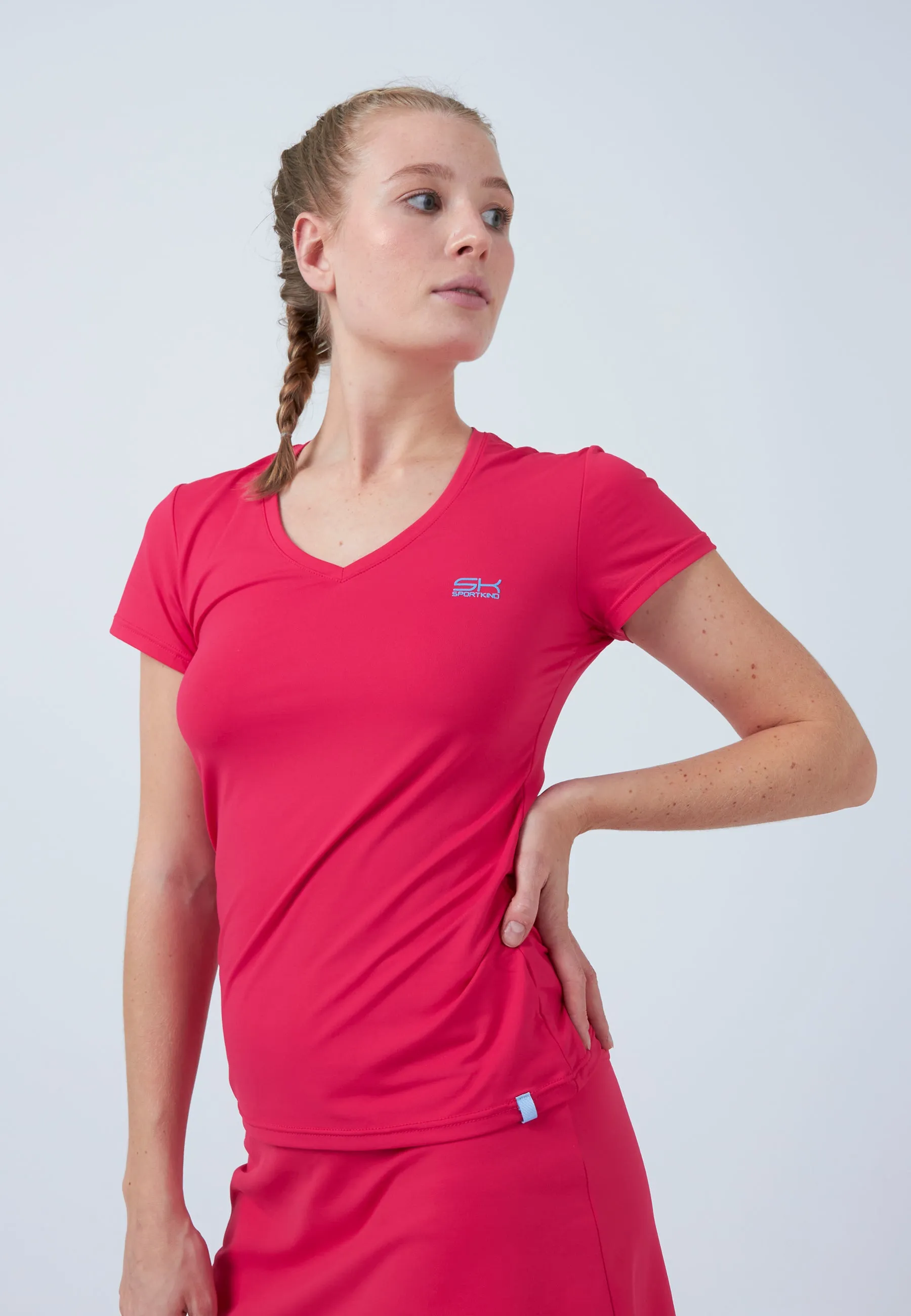 Tennis T-Shirt V-Neck, pink