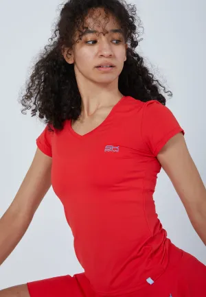 Tennis T-Shirt V-Neck, red