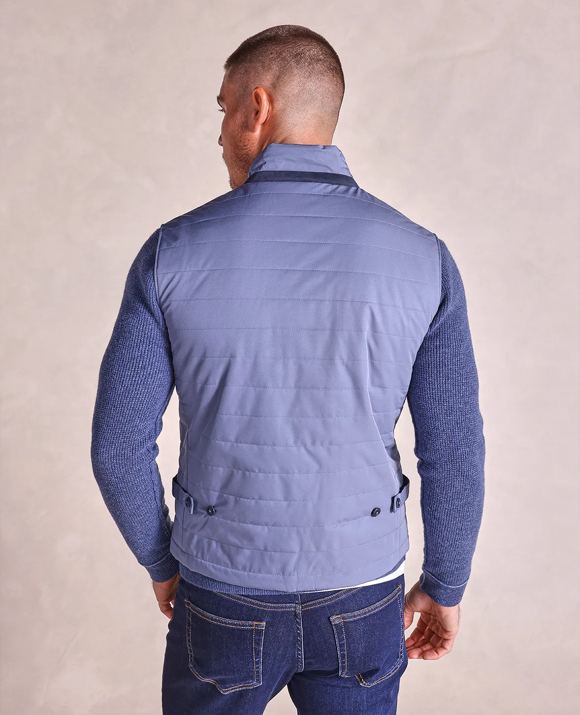 The Beckett - Nylon Shell Vest - Blue Smoke
