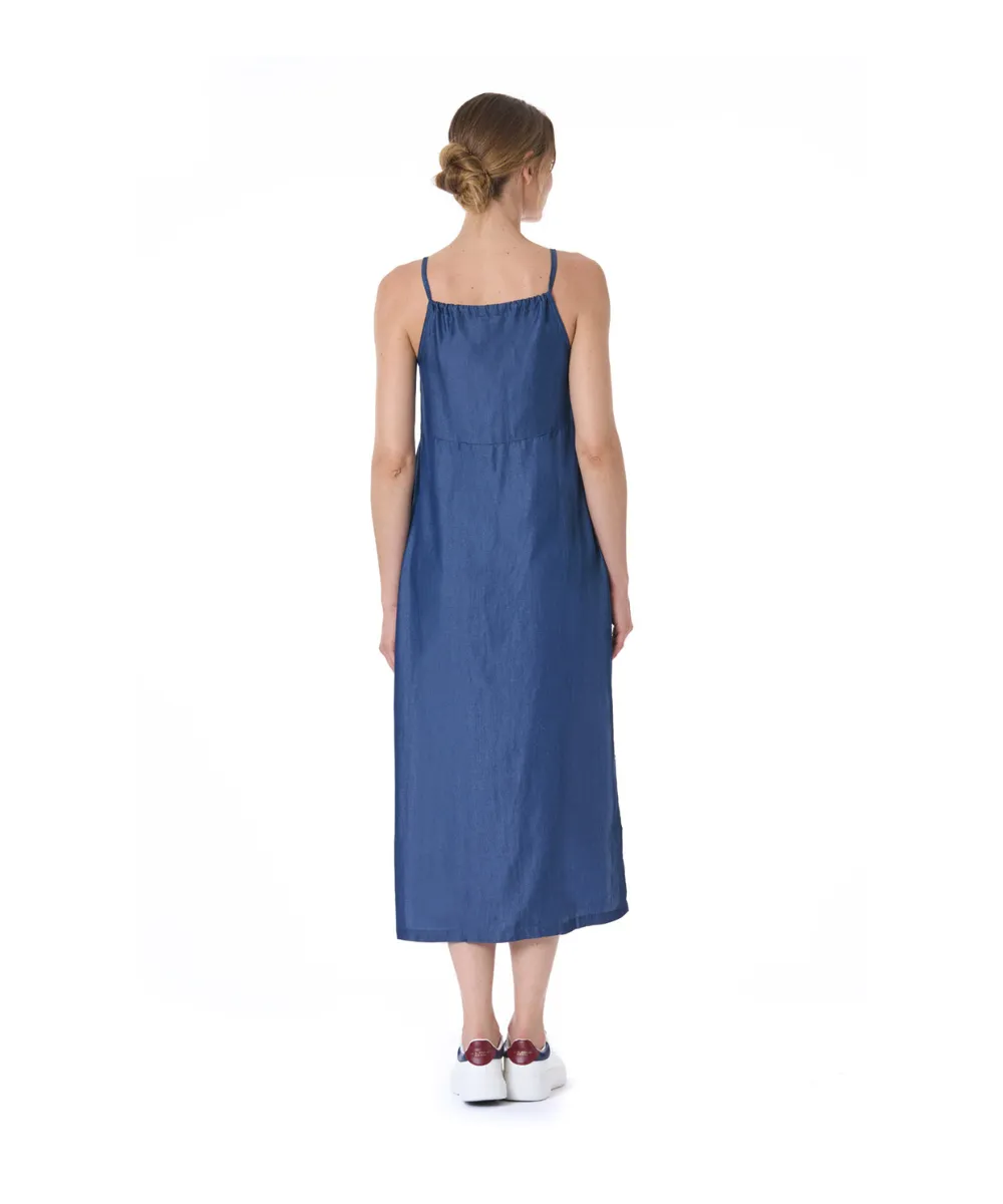 US POLO WOMEN TENCEL SLEEVELESS LONG DRESS