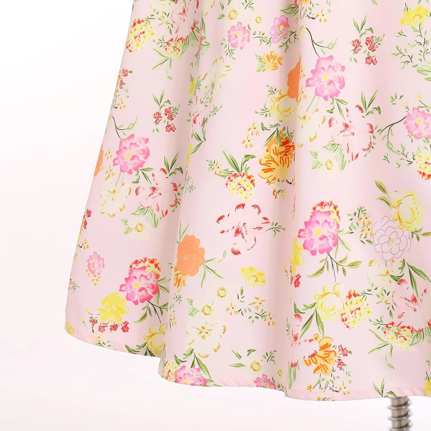 Women Floral Corset Dress Short Puff Sleeve Boho Casual Summer Dresses 2024 Split Midi Dress Flowy Bustier Sundress