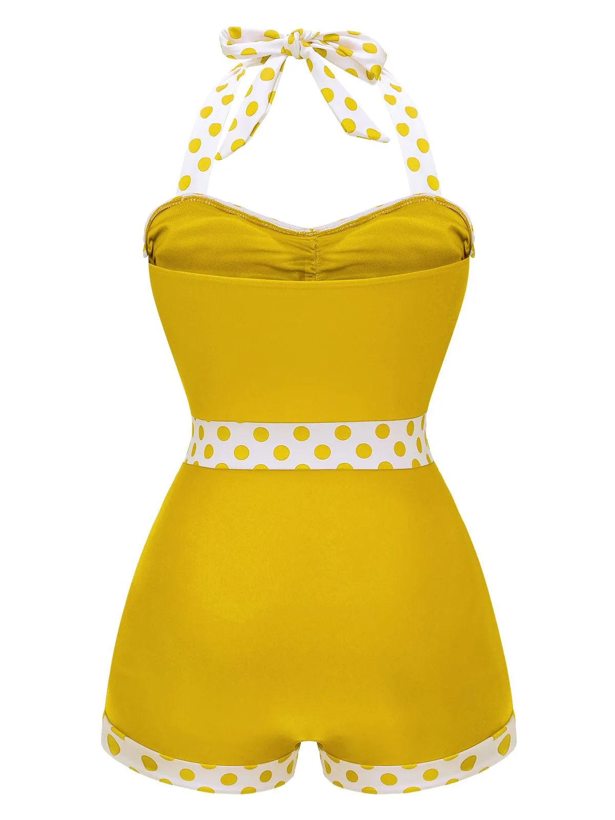 Yellow 1940s Halter Patchwork One-piece Swimsuit
