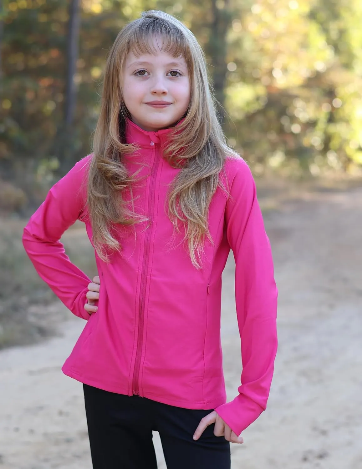 Zaclotre Girls Fleece Jacket with 4 Pockets Long Sleeve Zip Up Warm Athletic Winter Coat Kids Sweatshirt for 5-14 Y