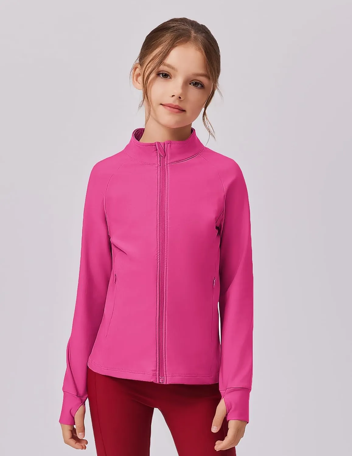 Zaclotre Girls Fleece Jacket with 4 Pockets Long Sleeve Zip Up Warm Athletic Winter Coat Kids Sweatshirt for 5-14 Y