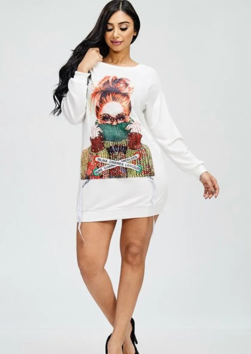 Zarina Solid French Terry Tunic Top with Patch