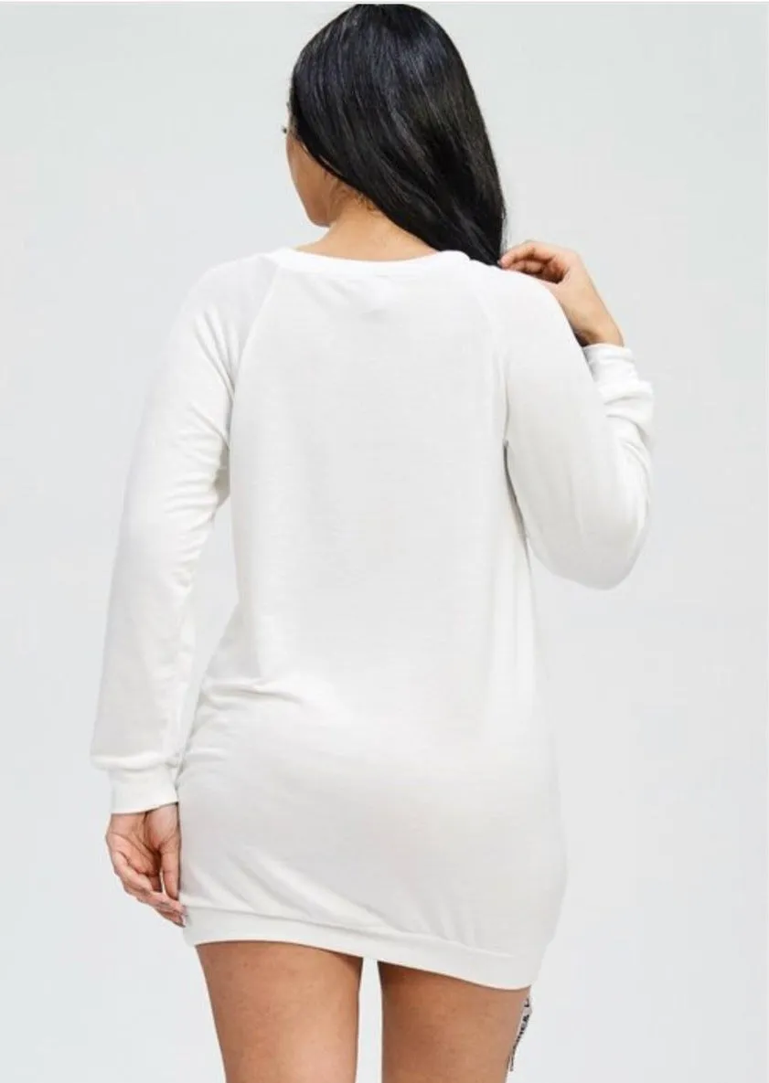 Zarina Solid French Terry Tunic Top with Patch