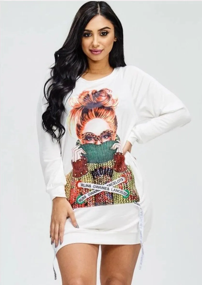Zarina Solid French Terry Tunic Top with Patch